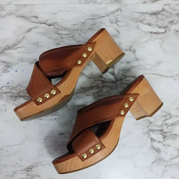 FRYE Womens Fiona Slide Cross Strap Dress Sandals Brown Leather Size 7M - Picture 3 of 14